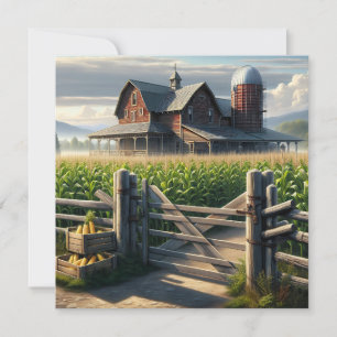 Rustiek Boerderij Huis met een Cornfield Ai Art Kaart