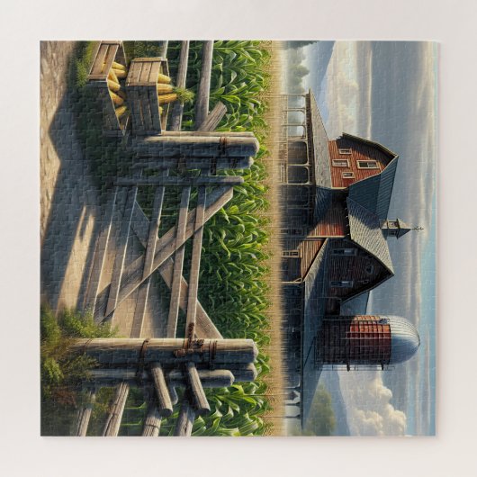 Rustiek Boerderij Huis met een Cornfield Ai Art Legpuzzel (Horizontaal)