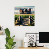 Rustiek Boerderij Huis met een Cornfield Ai Art Poster (Thuiskantoor)