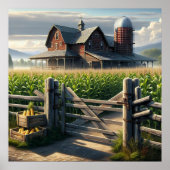 Rustiek Boerderij Huis met een Cornfield Ai Art Poster (Voorkant)