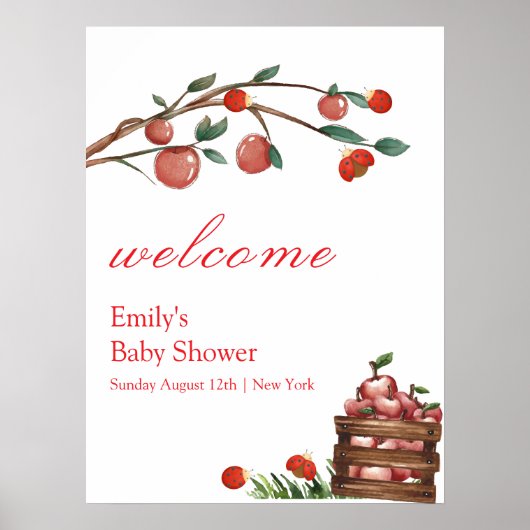 Rustiek Boerderij lieveheersbeestje Apple Girl Bab Poster (Voorkant)