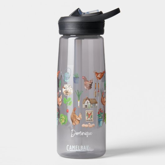 Rustiek Boerderij Markt Haan Patroon Waterfles (Links)