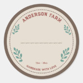 Rustiek Boerderij met Bladeren Label Sticker (Voorkant)