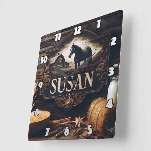 Rustiek Boerderij met paard en schuur Vierkante Klok (Hoek)