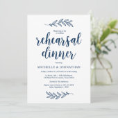 Rustiek Boerderij Navy Blue, bruiloft repetitie di Kaart (Staand voorkant)