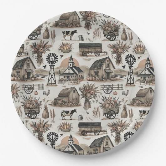 rustiek Boerderij Papieren Bordje (Voorkant)