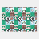 Rustiek Boerderij Patchwork Koe Plaid Kids Verjaar Inpakpapier Vel (Voorkant 2)
