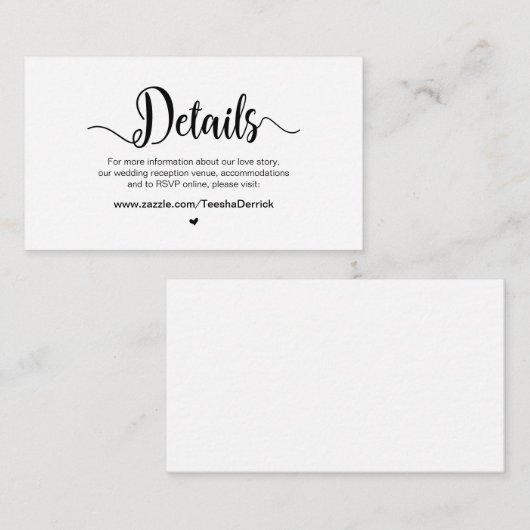 Rustiek Boerderij script, huwelijksdetails Informatiekaartje (Voorkant / Achterkant)