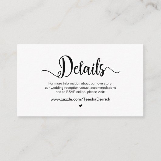 Rustiek Boerderij script, huwelijksdetails Informatiekaartje (Voorkant)