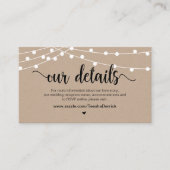 Rustiek Boerderij String Lights, bruiloft Details Informatiekaartje (Voorkant)