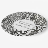 Rustiek Boerderij Tegel Patroon Zwart Wit Vrijgeze Papieren Bordje (Gekanteld)