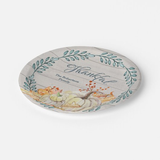 Rustiek Boerderij Thanksgiving Familie Waterverf P Papieren Bordje (Gekanteld)