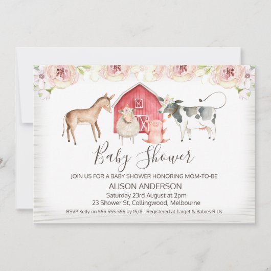 Rustiek Boerderij Thema Baby shower Uitnodiging (Voorkant)