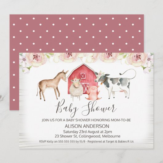 Rustiek Boerderij Thema Baby shower Uitnodiging (Voorkant / Achterkant)