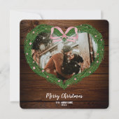 Rustiek Boerderij Vrolijk Kerstfeest Hart Krans Fo Kaart (Voorkant)
