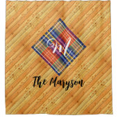 Rustiek Boerderij Wood Plaid, Familienaam Monogram Douchegordijn (Voorkant)