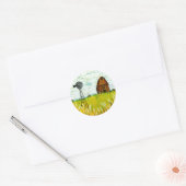 Rustiek Boerderij Zomerlandschap Ronde Sticker (Envelop)