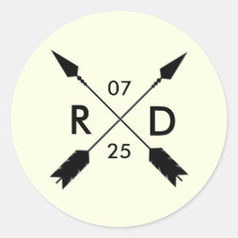 Rustiek & Boheems | gekruiste pijl | Aangepaste br Ronde Sticker