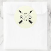 Rustiek & Boheems | gekruiste pijl | Aangepaste br Ronde Sticker (Tas)