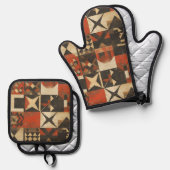 Rustiek Boheems Sterrenpatroon Ovenwant & Pannenlap Set (Voorkant / Achterkant)