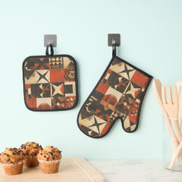 Rustiek Boheems Sterrenpatroon Ovenwant & Pannenlap Set