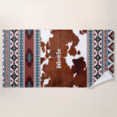 Rustiek Boheems Zuid-Western Koeienhuid Strandlaken (Voorkant)