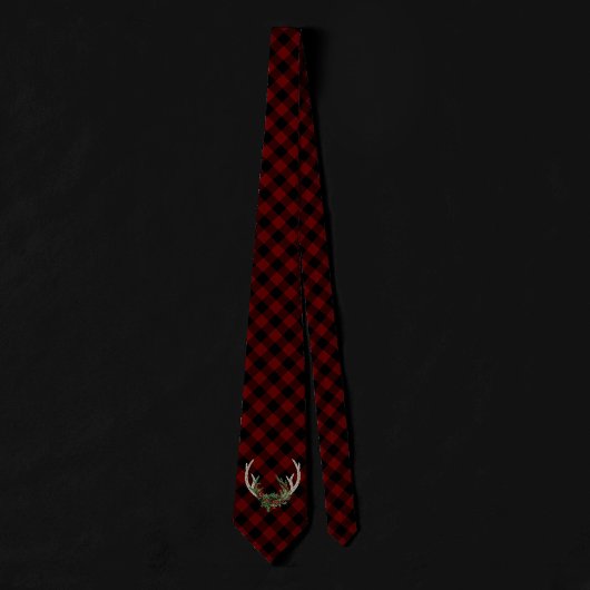 Rustiek Boho Antlers Bloemen Buffel Rood Zwart Pla Stropdas