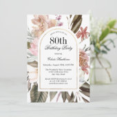 Rustiek Boho Arch Lijst Bloemen 80ste Verjaardagsf Kaart (Staand voorkant)