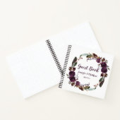 Rustiek Boho Aubergine Paarse Roos krans gastenboe Notitieboek (Binnen)