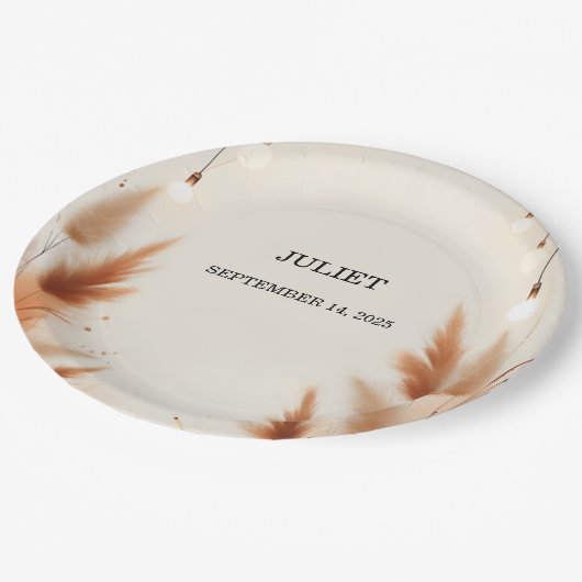 Rustiek Boho Autumn Ombre Bruin Vrijgezellenfeest Papieren Bordje (Gekanteld)