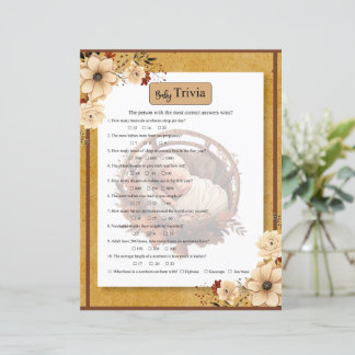 Rustiek Boho Bloemen Baby shower Trivia Spel