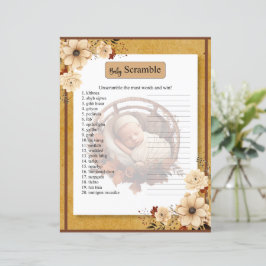 Rustiek Boho Bloemen Baby shower Woord Scramble Ga