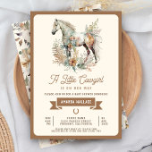 Rustiek Boho Bloemen Paard Cowgirl Baby shower Kaart