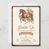 Rustiek Boho Bloemen Paard Cowgirl Verjaardagsfees Kaart (Voorkant)