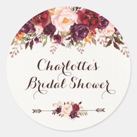 Rustiek Boho Bloemen Vrijgezellenfeest Favor Stick Ronde Sticker (Voorkant)
