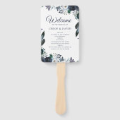 Rustiek Boho Blue Floral bruiloft programma Handwaaier (Voorkant)