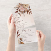 Rustiek Boho Blush Neutrals Bloemen Tan Diner All In One Uitnodiging (Afscheurbaar)