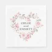 Rustiek Boho Blush Roze Bloemen Botanisch Hart Servet (Voorkant)