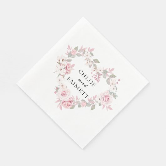 Rustiek Boho Blush Roze Bloemen Botanisch Hart Servet (Hoek)