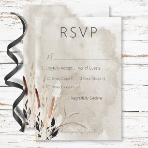 Rustiek Boho boeket Modern Drie Diner RSVP Kaartje