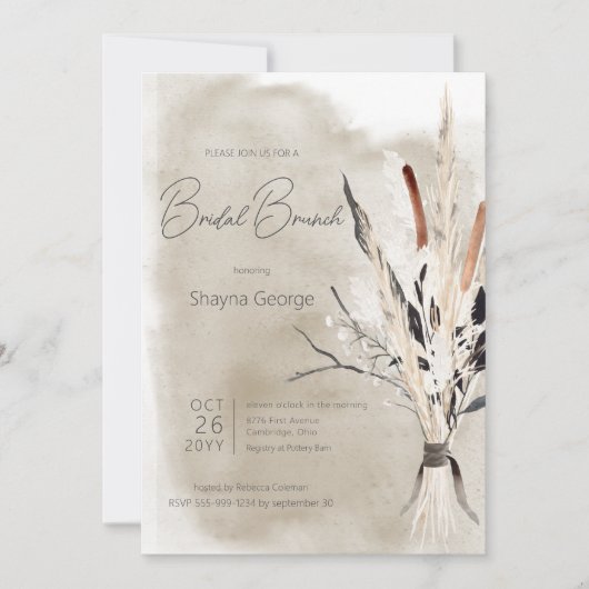 Rustiek Boho boeket Moderne bruids brunch Kaart (Voorkant)