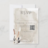 Rustiek Boho boeket Moderne bruiloft QR Code RSVP Kaartje (Voorkant)