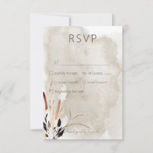 Rustiek Boho Boeket Moderne bruiloft RSVP Kaartje (Voorkant)