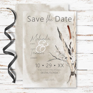 Rustiek Boho Boeket Moderne bruiloft Save The Date
