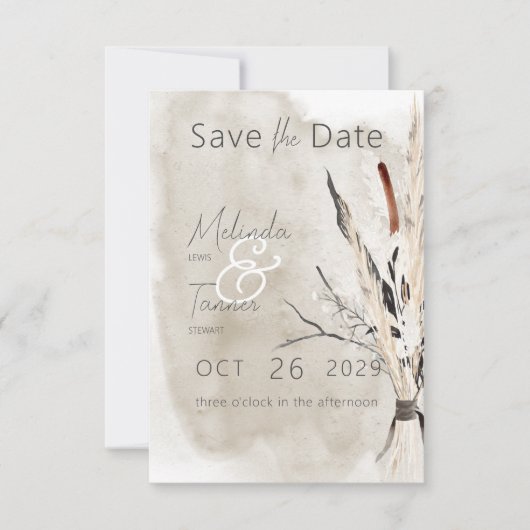 Rustiek Boho Boeket Moderne bruiloft Save The Date (Voorkant)