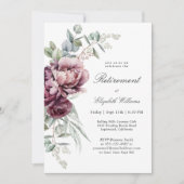 Rustiek Boho Bourgondië Plum Bloemen Pensioen Part Kaart (Voorkant)