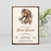 Rustiek Boho Bruin Bloemen Paard Vrijgezellenfeest Kaart (Staand voorkant)