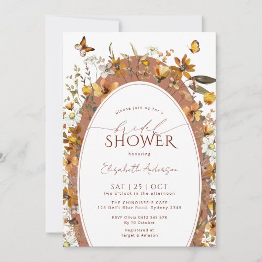 Rustiek Boho Floral Arch Vrijgezellenfeest Kaart (Voorkant)