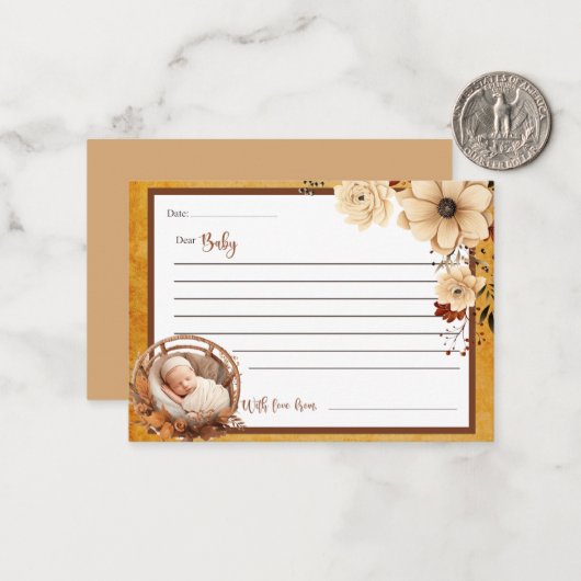 Rustiek Boho Floral Baby shower Beste Baby Kaarten Notitiekaartje (Voorkant / Achterkant in situ)