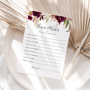 Rustiek Boho Floral Baby shower Hopes & Wishes Kaa Briefkaart